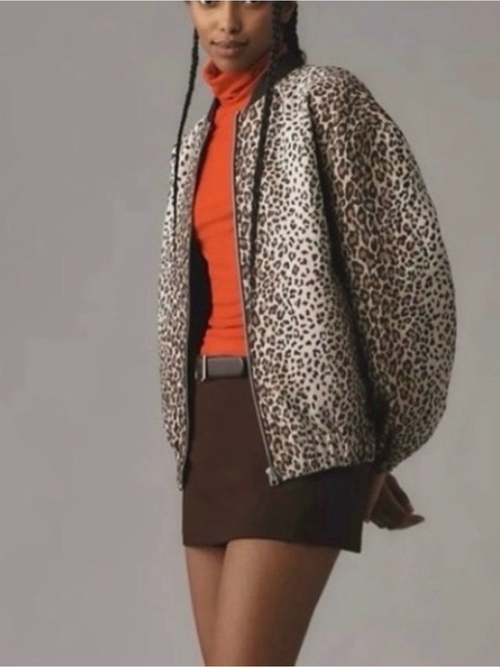 Anthropologie Leopard Print Bomber Jacket XXS